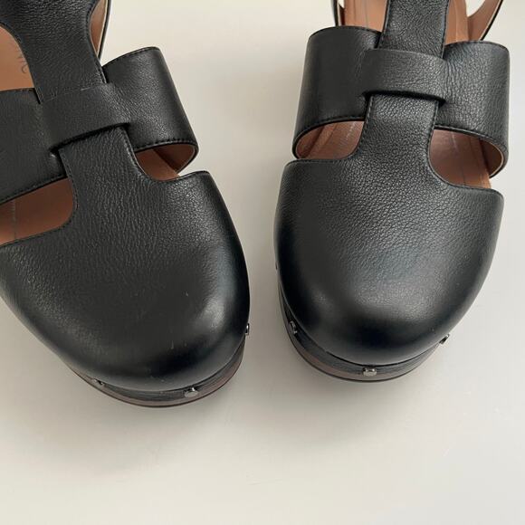 Vionic Faye T-Strap Leather Clog Sandals Women's 7 Black Studded Woven Strappy - Picture 7 of 16